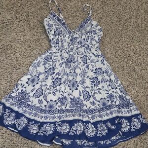 Floral Blue and White Summer Dress